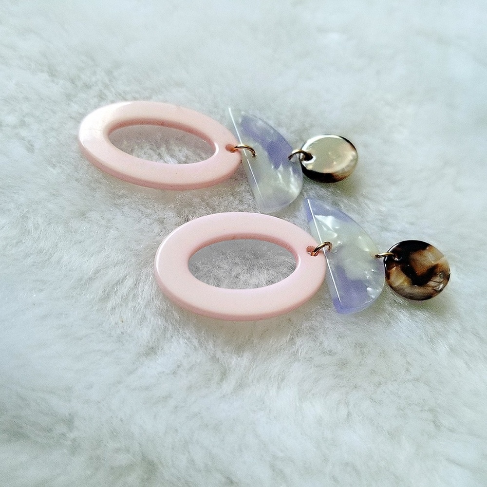 Pink & Purple Statement Dangle Earrings